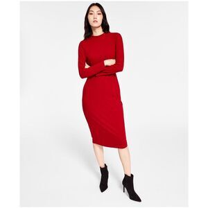 I.N.C Womens Shift Midi Dress, mediumred, 14